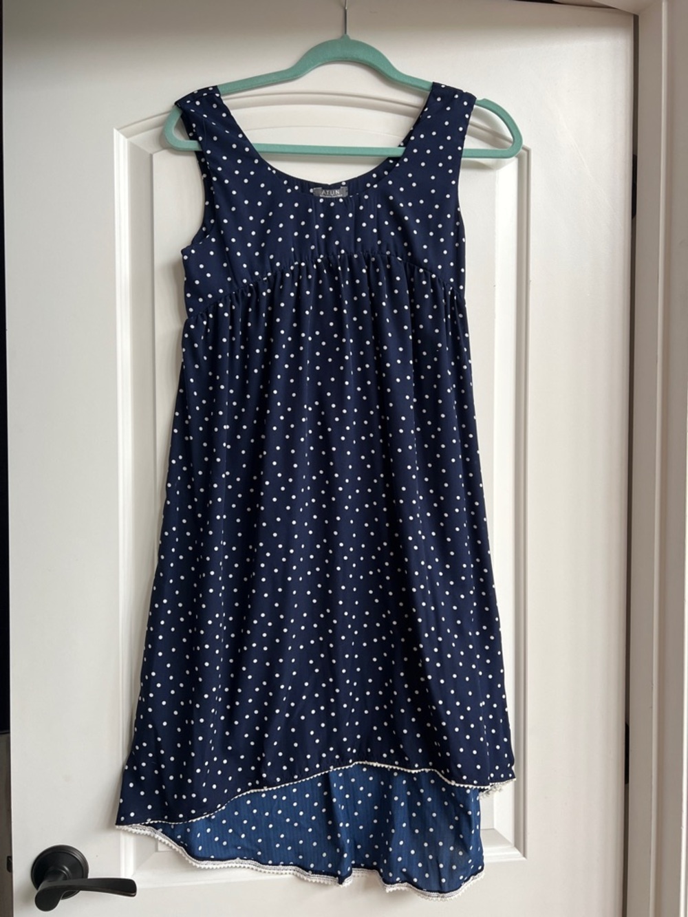 A.T.U.N. Navy Polka Dot Sleeveless Dress